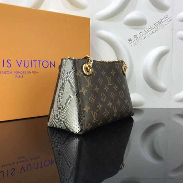 LV包包 LV新款女包 N96952 新款Surene BB手袋 LV老花配蟒蛇皮金色鏈條包  ydh3738